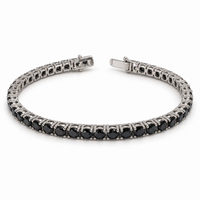 Bracciale tennis M'Ami BT30/17-N in argento 925 rodiato con zirconi neri da 3 mm, lunghezza 17 cm