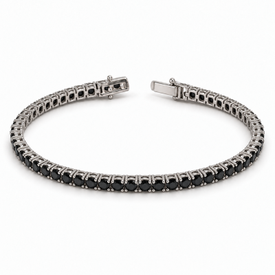 Bracciale tennis M'Ami BT25/17-N in argento 925 rodiato, zirconi neri da 2,5 mm, lunghezza 17 cm